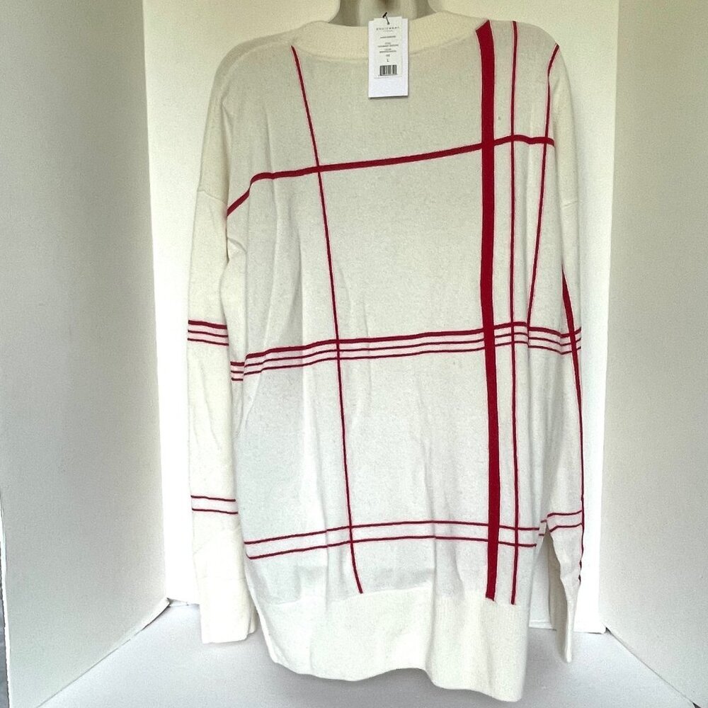 Equipment Wool Cashmere Sweater Womens Large White Oversized Crew Neck Red Cozy - Picture 5 of 11